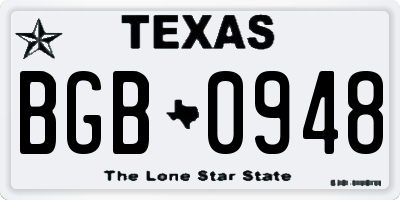 TX license plate BGB0948