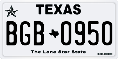 TX license plate BGB0950