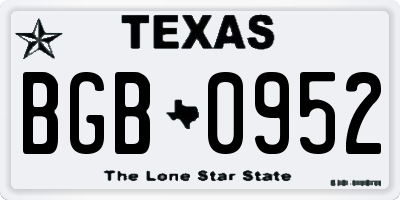 TX license plate BGB0952