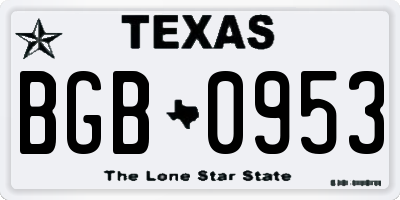 TX license plate BGB0953