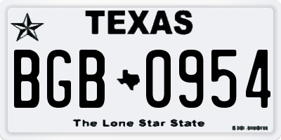 TX license plate BGB0954