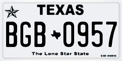 TX license plate BGB0957