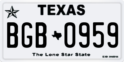 TX license plate BGB0959