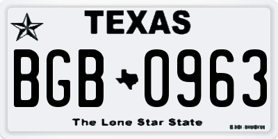 TX license plate BGB0963