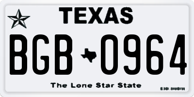 TX license plate BGB0964