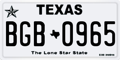 TX license plate BGB0965