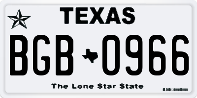 TX license plate BGB0966