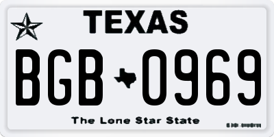 TX license plate BGB0969