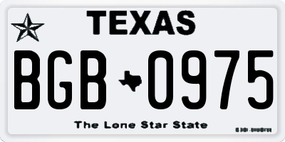 TX license plate BGB0975