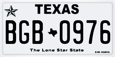 TX license plate BGB0976