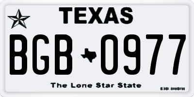 TX license plate BGB0977
