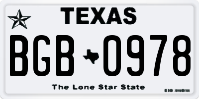 TX license plate BGB0978