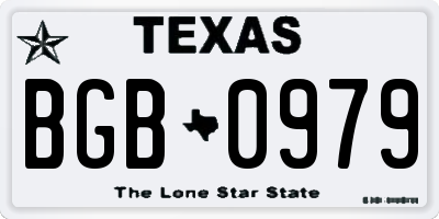 TX license plate BGB0979