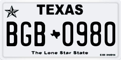 TX license plate BGB0980