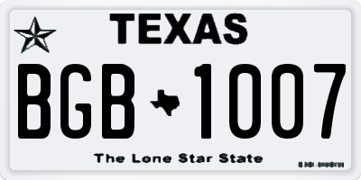 TX license plate BGB1007