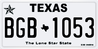TX license plate BGB1053