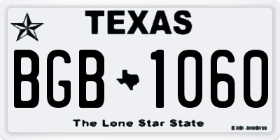 TX license plate BGB1060