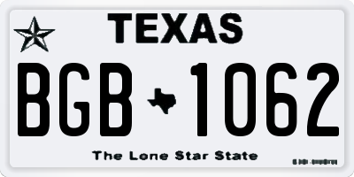 TX license plate BGB1062