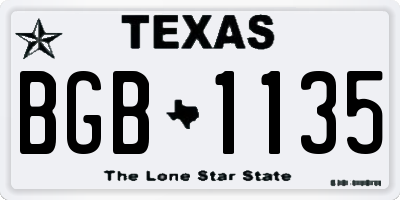 TX license plate BGB1135