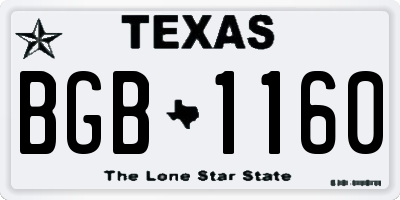 TX license plate BGB1160