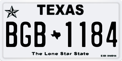 TX license plate BGB1184