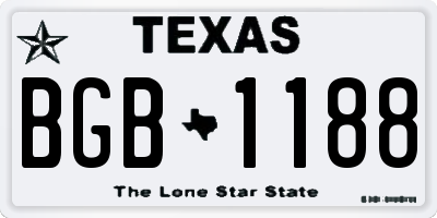TX license plate BGB1188