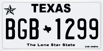 TX license plate BGB1299