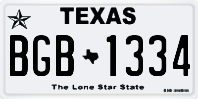 TX license plate BGB1334