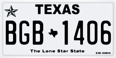 TX license plate BGB1406