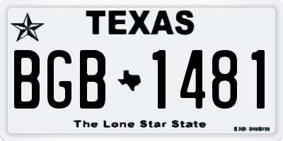 TX license plate BGB1481