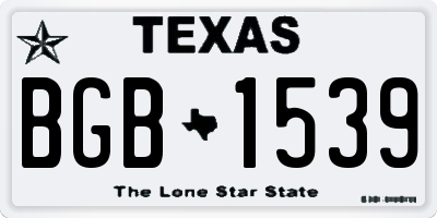 TX license plate BGB1539