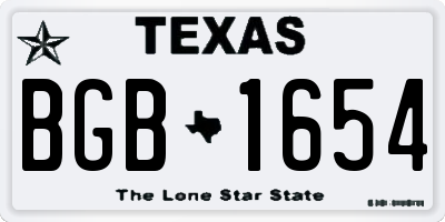 TX license plate BGB1654