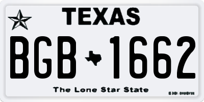 TX license plate BGB1662