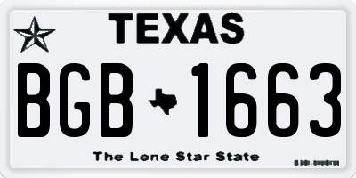 TX license plate BGB1663