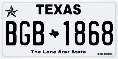 TX license plate BGB1868