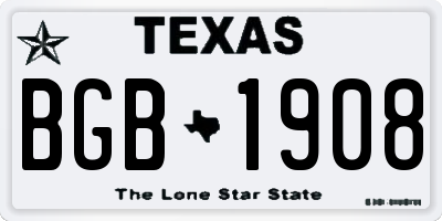 TX license plate BGB1908
