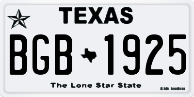 TX license plate BGB1925