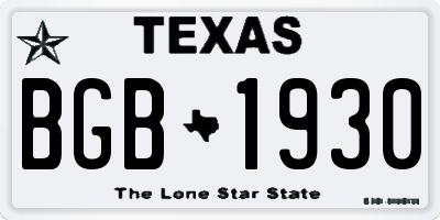 TX license plate BGB1930
