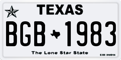 TX license plate BGB1983