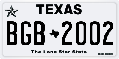 TX license plate BGB2002