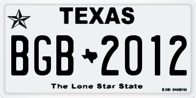 TX license plate BGB2012