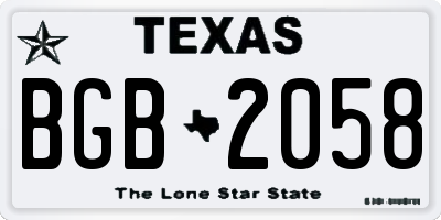 TX license plate BGB2058