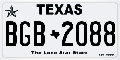 TX license plate BGB2088