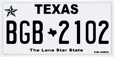 TX license plate BGB2102