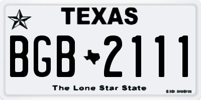 TX license plate BGB2111