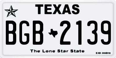 TX license plate BGB2139