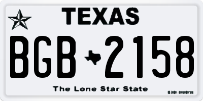 TX license plate BGB2158