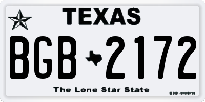 TX license plate BGB2172