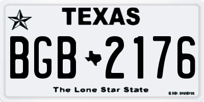 TX license plate BGB2176