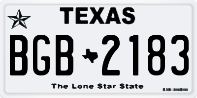 TX license plate BGB2183